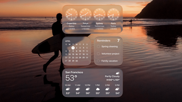 macOS 26 with "Clear Look" widgets
