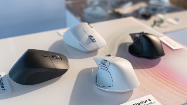 Four Logitech mice side by side