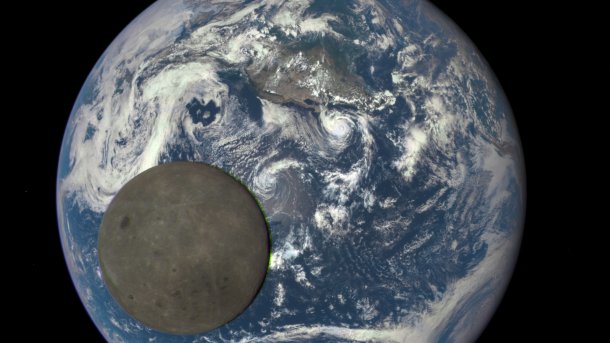 The moon, with the earth behind it