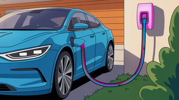 Elektroauto lädt an bidrektionaler Wallbox