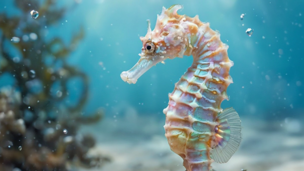 MAI-Image-1 generated a photorealistic unicorn seahorse.