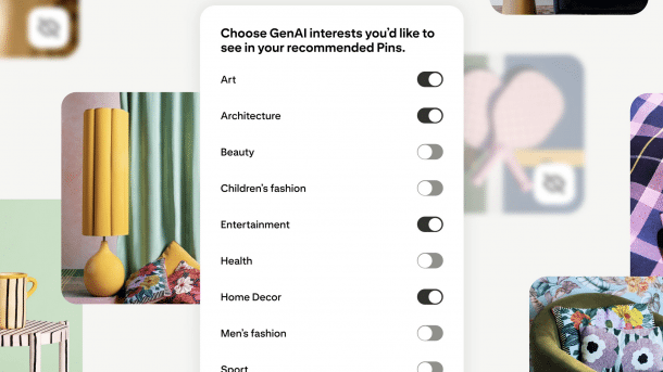 Pinterest selection option