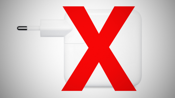 Crossed-out Apple power adapter