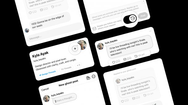 Screenshot of several Threads feeds with "ghost posts"