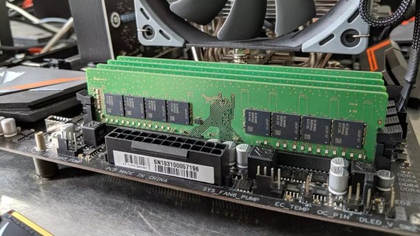 DDR4 memory modules on a desktop PC motherboard