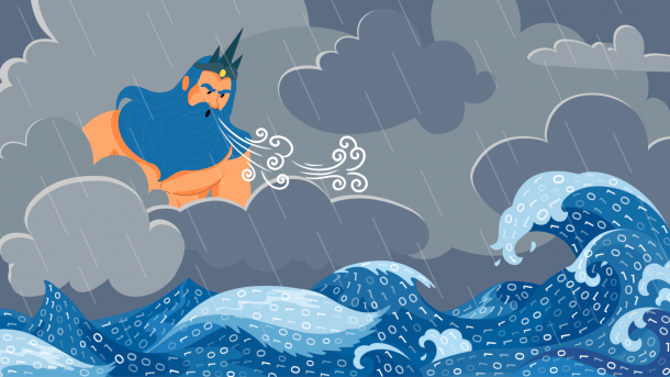 Neptun über einem IT-Meer aus 0ern und 1ern