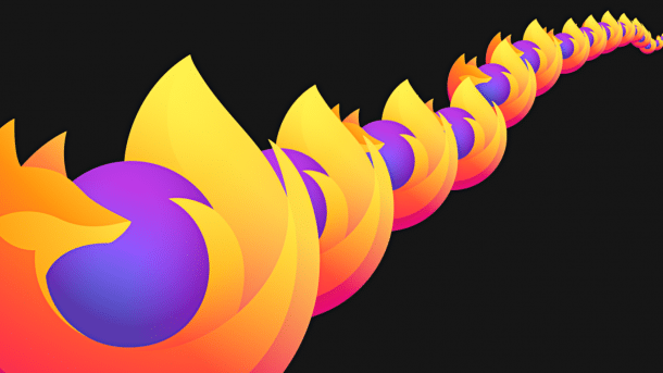 Firefox-Logos, schwarzer Hintergrund