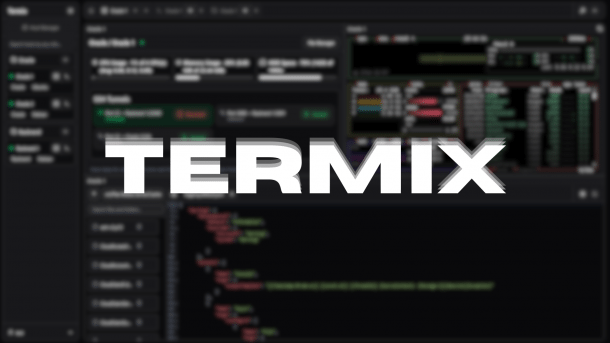 Termix-Schriftzug vor Terminal-Dashboard
