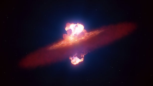 A star with explosion clouds on two sides