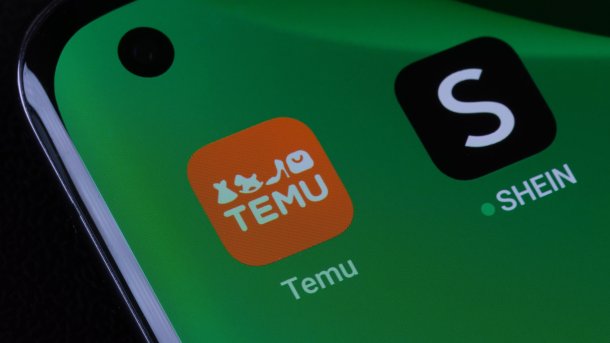 Apps von Temu und Shein auf einem Smartphone