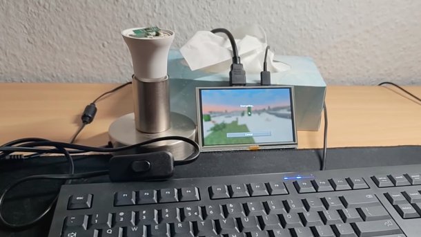 A Minecraft game runs on a mini-server installed on the microcontroller of a smart home lamp.