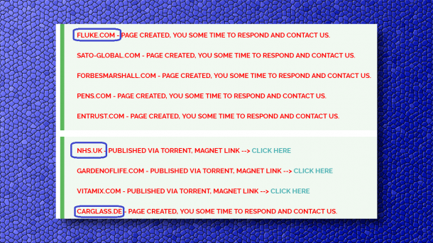 Screenshot of cl0p darknet page