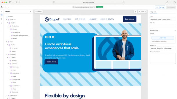 Screenshot Drupal Canvas