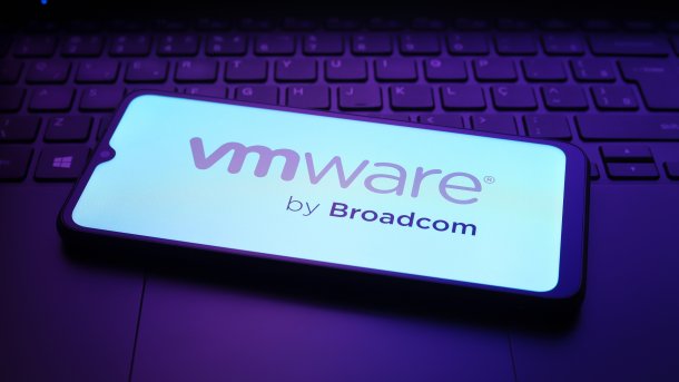 VMware by Broadcom lettering on a smartphone