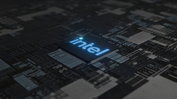 Intel-Schriftzug auf einem Chip