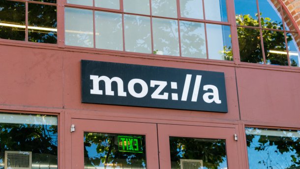 Mozilla logo on building
