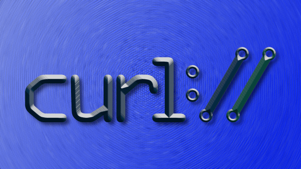cURL-Logo auf blauem Hintergrund