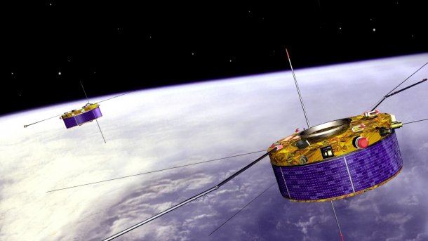 Runde Satelliten über der Erde