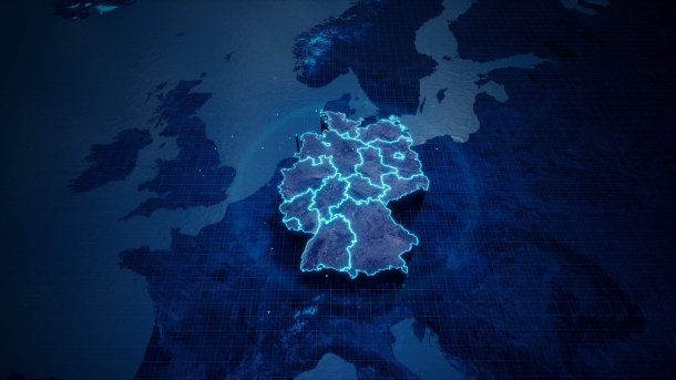 Deutschland auf holografischer Landkarte