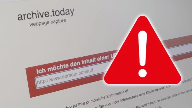 Screenshot of Archive.today with warning sign