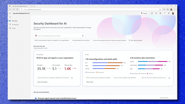 View of the Security Dashboard for AI in the web browser