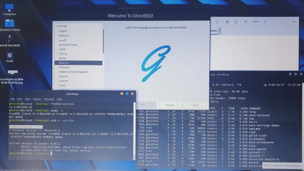 Ein Screenshot eines Ghost-BSD-Desktops