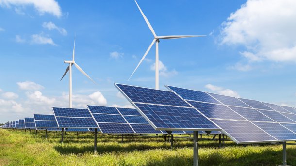 Solar and wind power plants