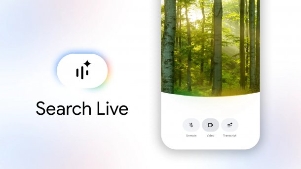 Google Search Live Funktion – Smartphone-Bildschirm zeigt App Bäumen