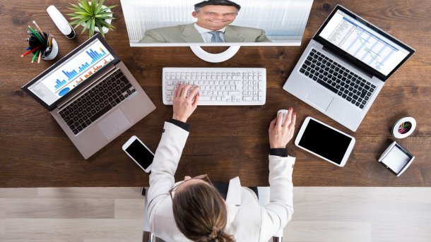 Woman sitting in the office