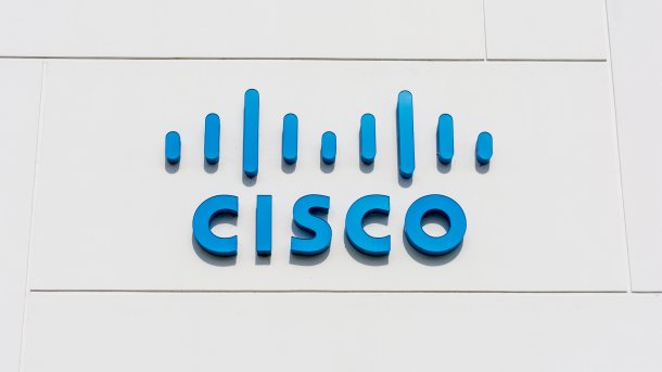Cisco logo near Cisco headquarters campus in Silicon Valley