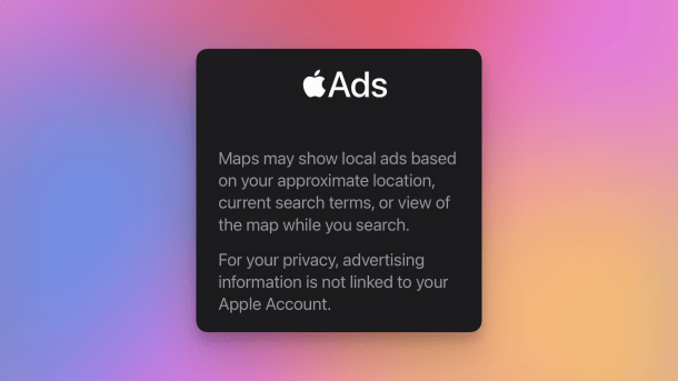 Info zu Reklame in Apple Maps