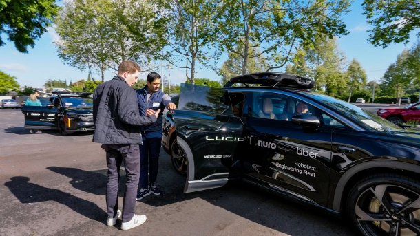 Uber employees test the autonomous version of the Lucid Gravity