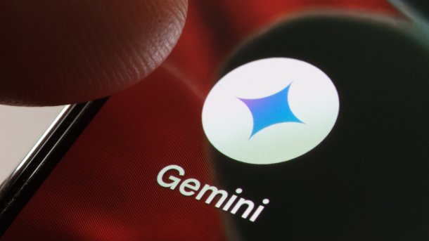 Finger hovering over the Gemini app icon on a smartphone screen.