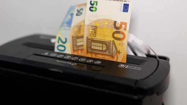 Banknotes in the shredder