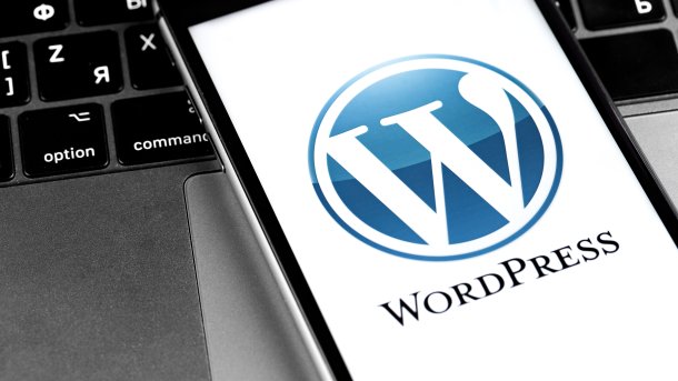 WordPress logo on smartphone
