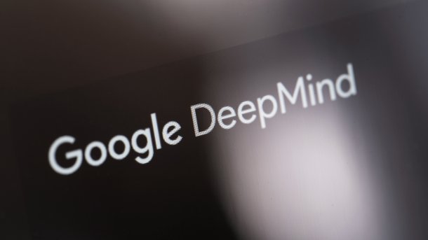 Google Deepmind logo displayed on a screen.