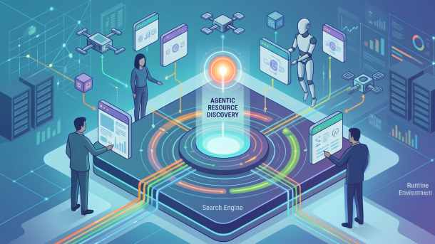 Symbolic image: People and robots use Agentic Resource Discovery (ARD) as a search engine.