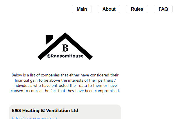 Screenshot RansomHouse-Darknet-Seite