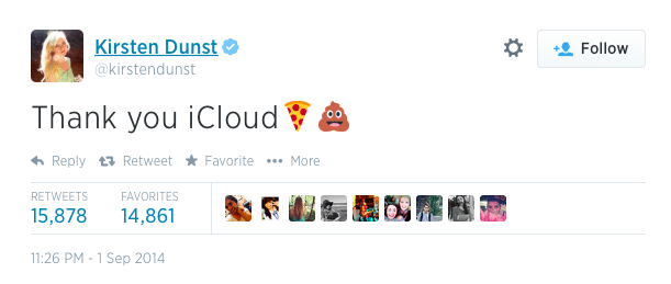 Kirsten Dunst "dankt" iCloud auf Twitter