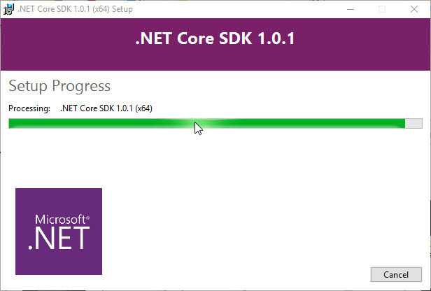 Die Versionsnummer bei der Installation von .NET Core SDK 1.0 (dotnet-1.1.1-sdk-win-x64.exe) ist verwirrend.