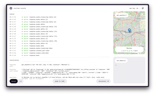 Die Realtime Console eignet sich hervorragend, um die API lokal zu testen (Abb. 2).