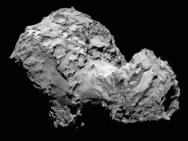 Auf einem neuen Foto, das die ESA am Mittwoch veröffentlicht hat, ist die zerklüftete Oberflächenstruktur von Komet 67P/Tschurjumow-Gerassimenko sehr gut zu erkennen.