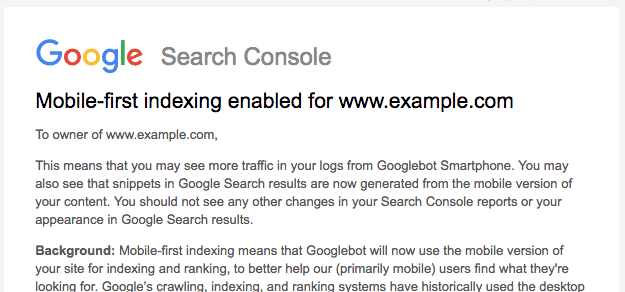 Geschafft: Ist eine Webseite im neuen Mobile-first-Index, erhält der Seitenbetreiber die frohe Botschaft über die Search Console.