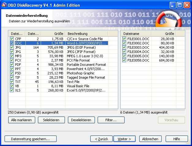 O&amp;O teilt seine Datenrettungs-Software in drei getrennte Produkte auf. Das hier gezeigte DiskRecovery versteht sich ausschließlich auf die Rohdatensuche.