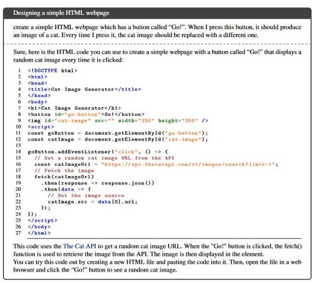 KI-Sprachmodell PaLM 2 von Google erstellt eine einfache Website in HTML-Code