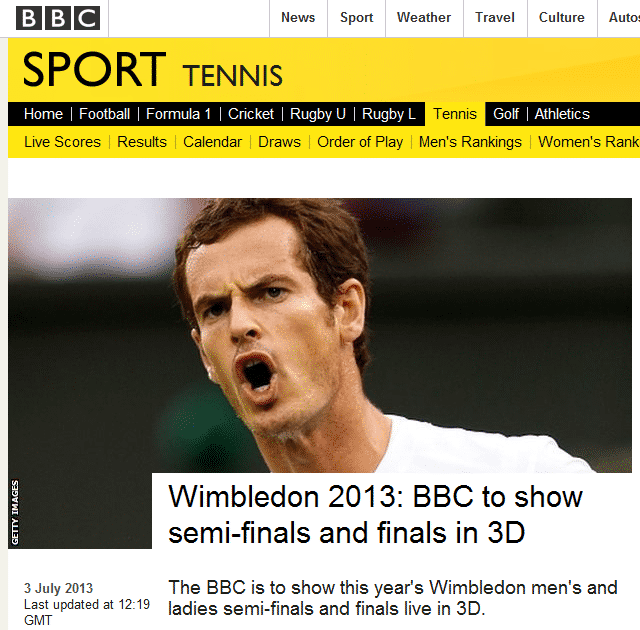 Bildzitat: BBC sendet 3D aus Wimbledon