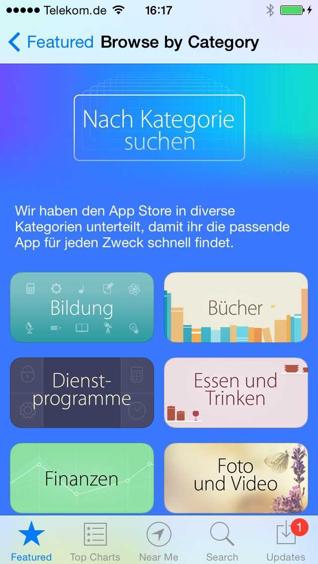 Weitere App-Store-Kategorien zeigen von Hand gewählte Apps