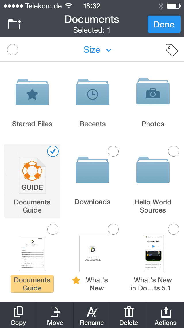 Documents verwaltet Dateien
