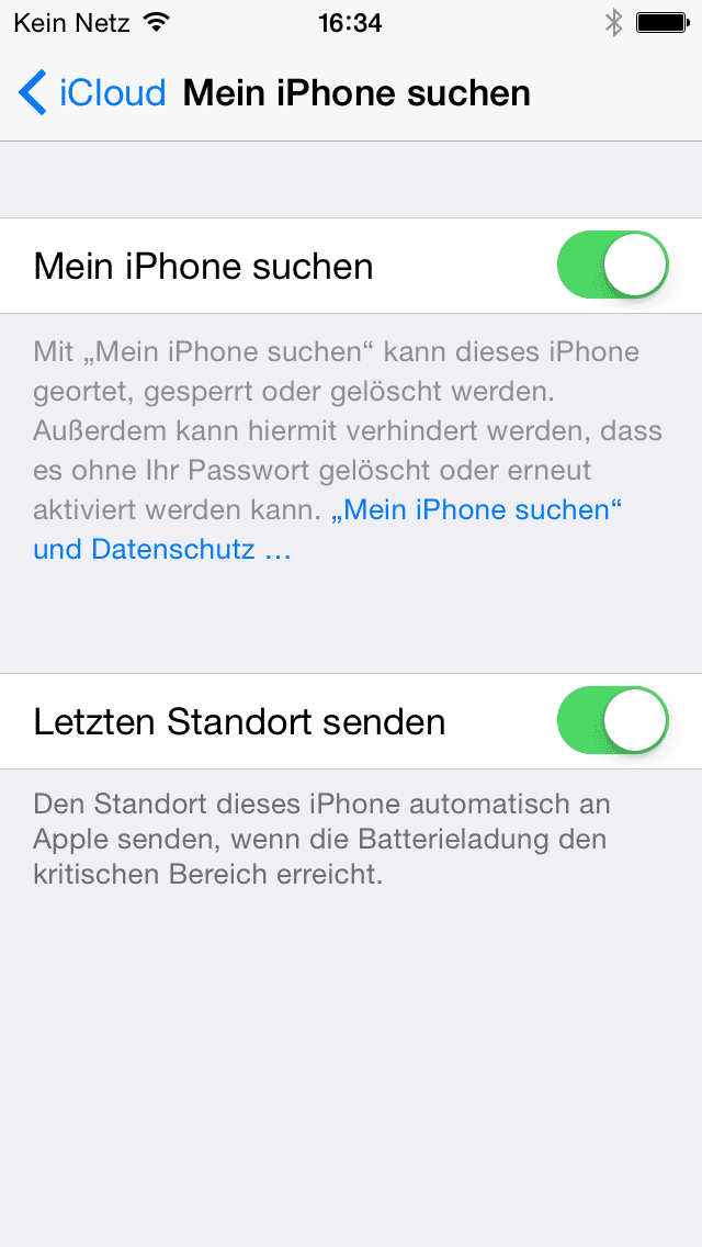 Neu in iOS 8: Das iPhone übermittelt bei niedrigem Akkustand den letzten Aufenthaltsort auf Wunsch automatisch