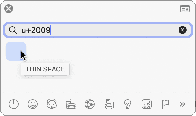  Die Emoji-Palette findet auch unsichtbare Zeichen – sofern man den Unicode-Wert eingibt.